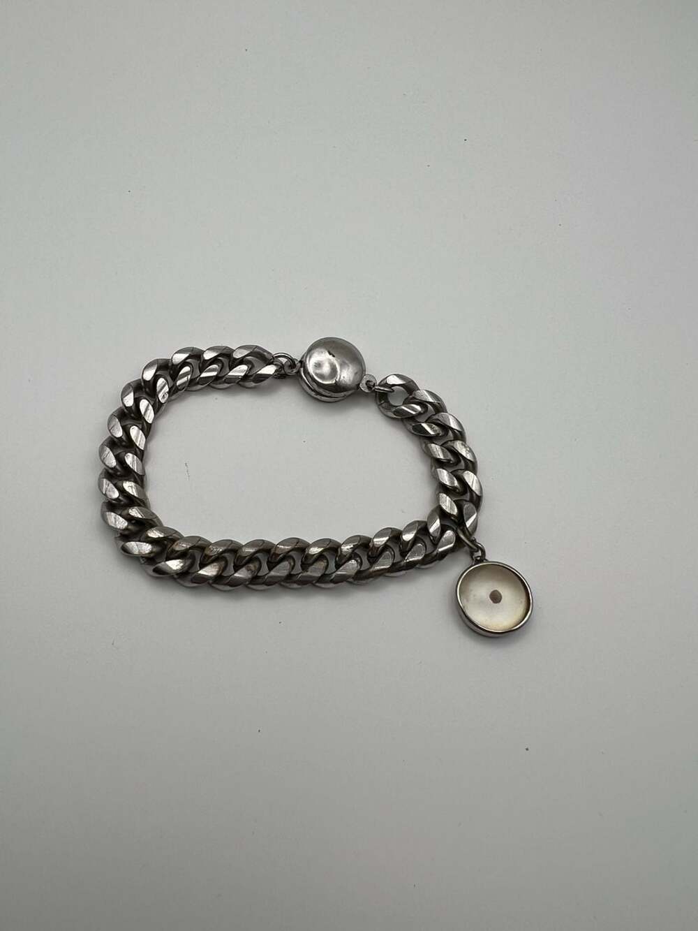 Vintage Mustard Seed Charm Curb Chain Bracelet